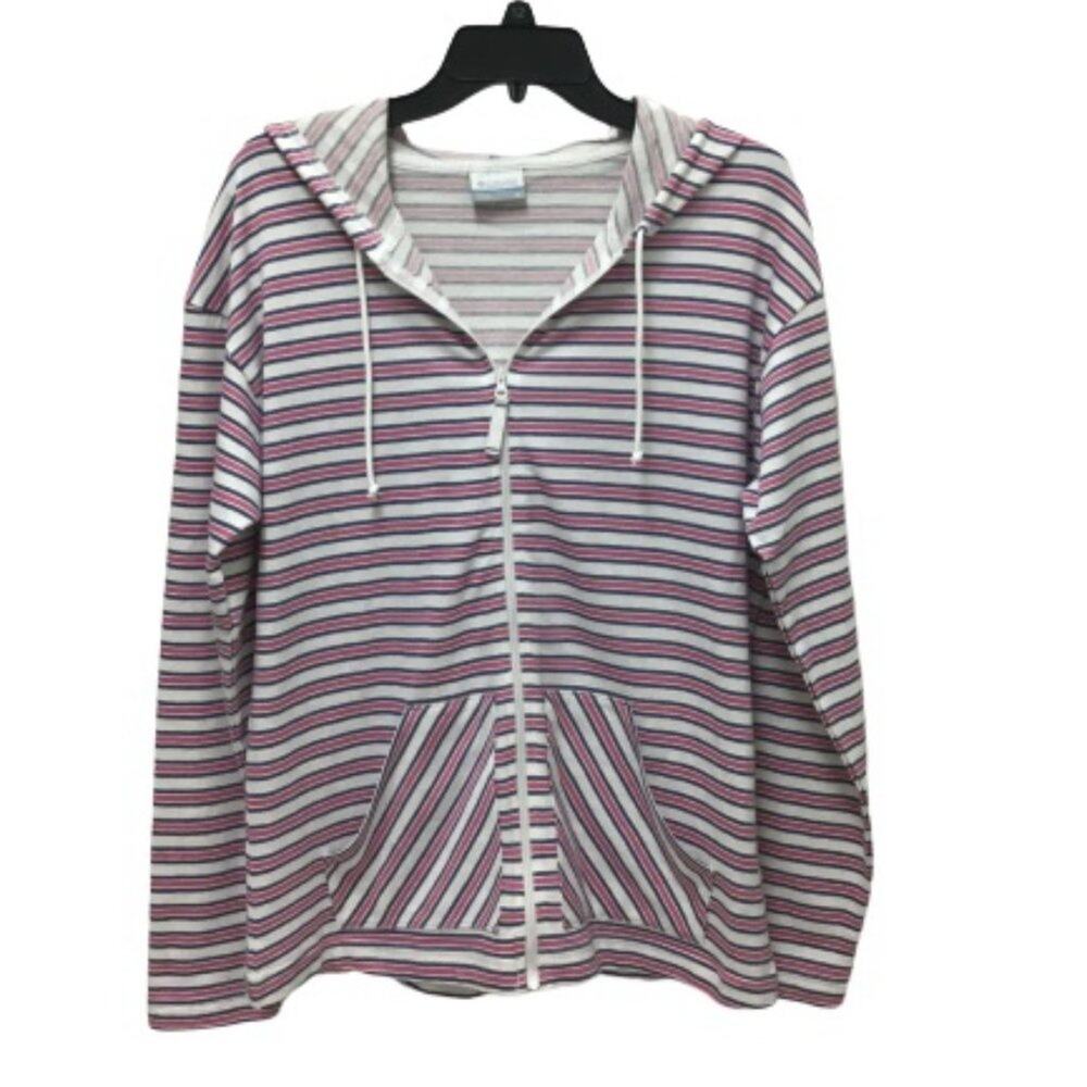 Columbia Women's Hooded Striped Long Sleeve Jacket, Zip, M